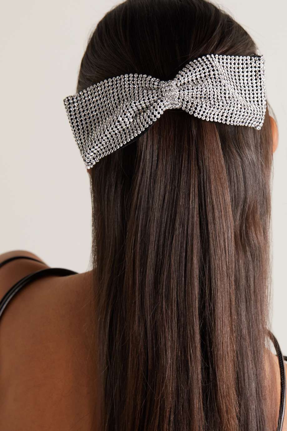 Klara crystal-embellished silver-tone and velvet hair clip