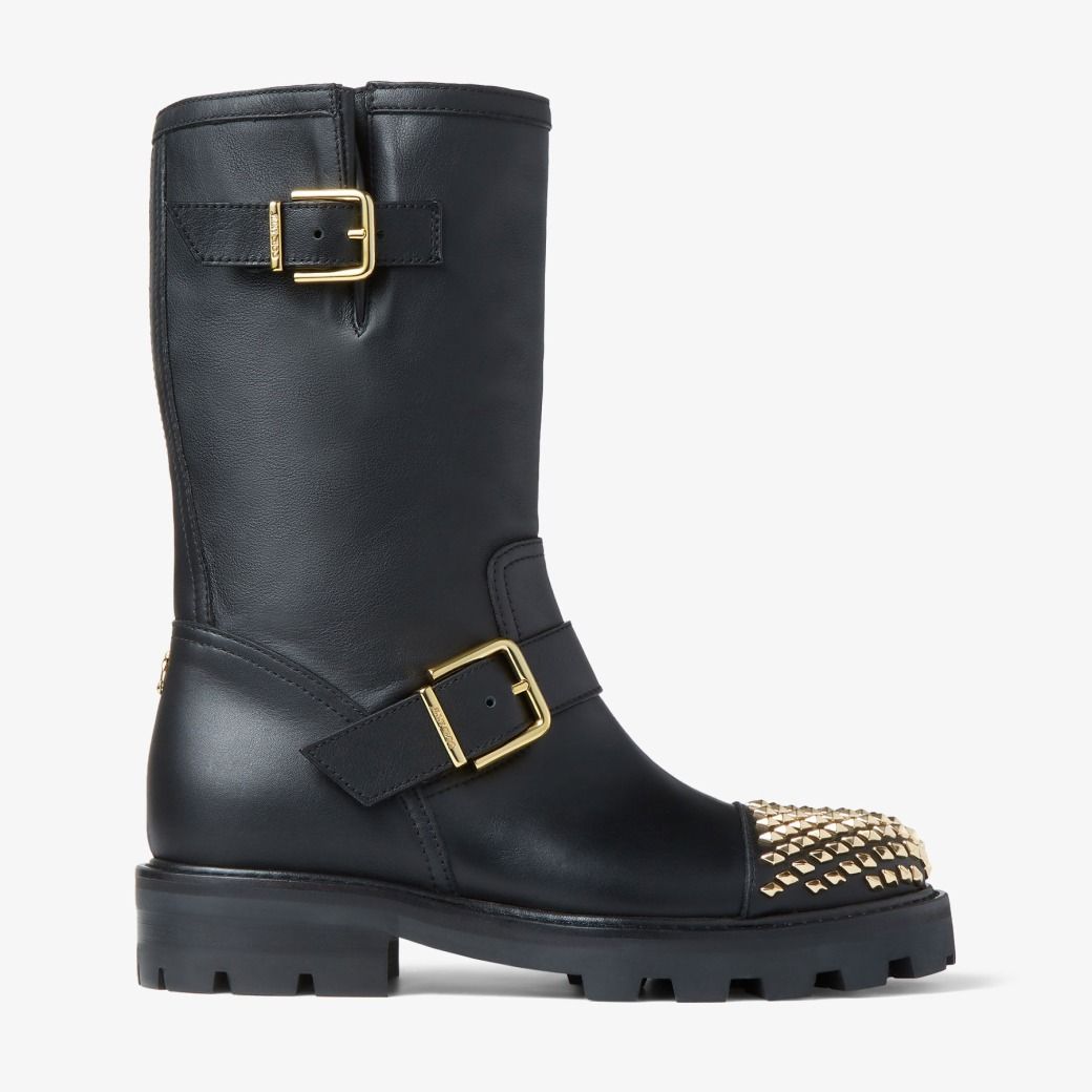 Gold studded biker clearance boots