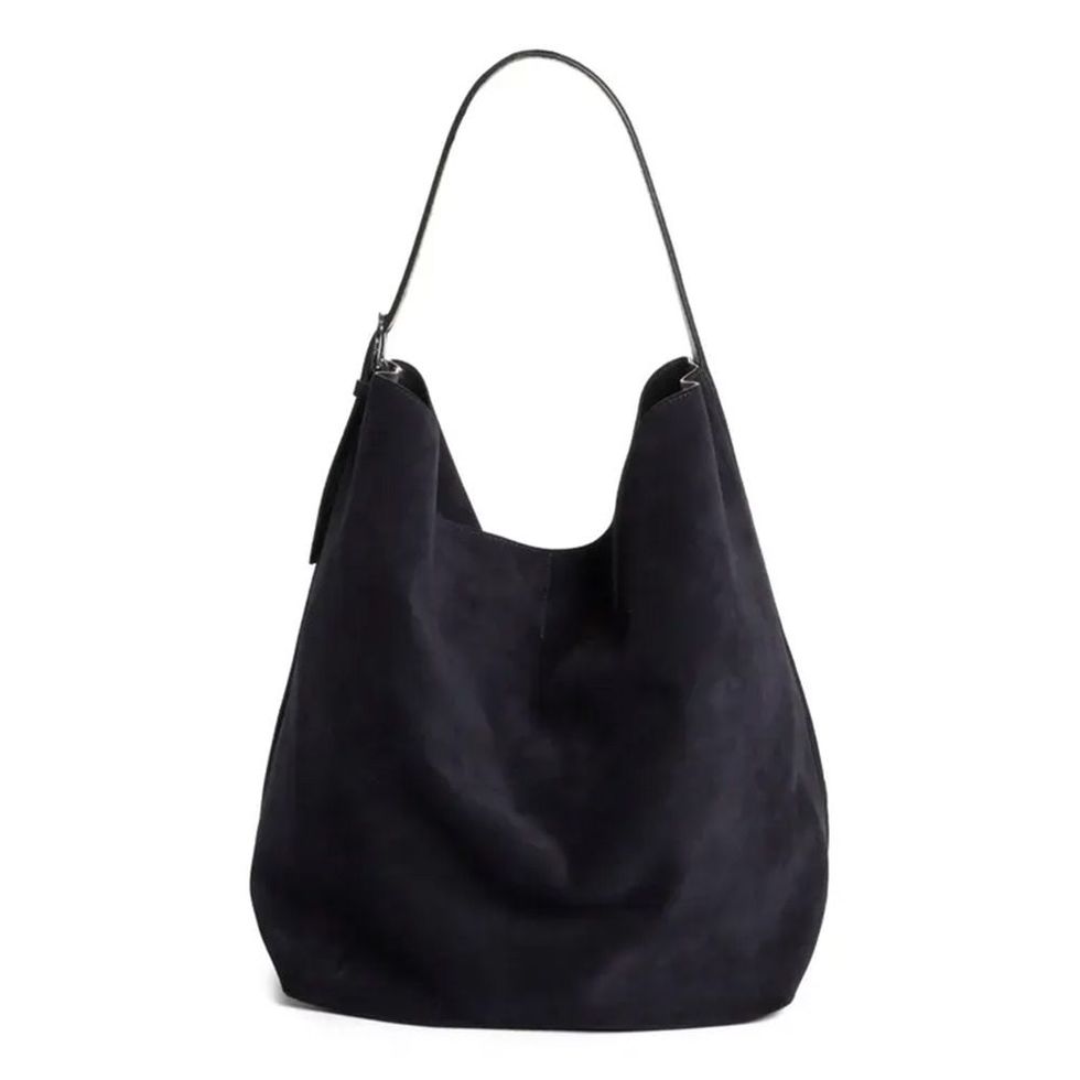 Real Suede Black Slouchy Style Bag, Made in Italy, Eye Catching Statement  Handbag