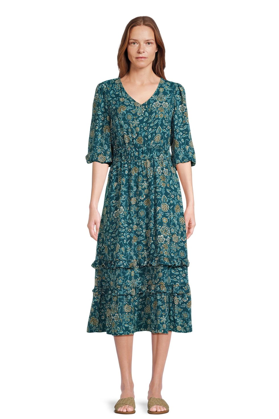 The Pioneer Woman Mixed Print Ruffle Maxi Dress