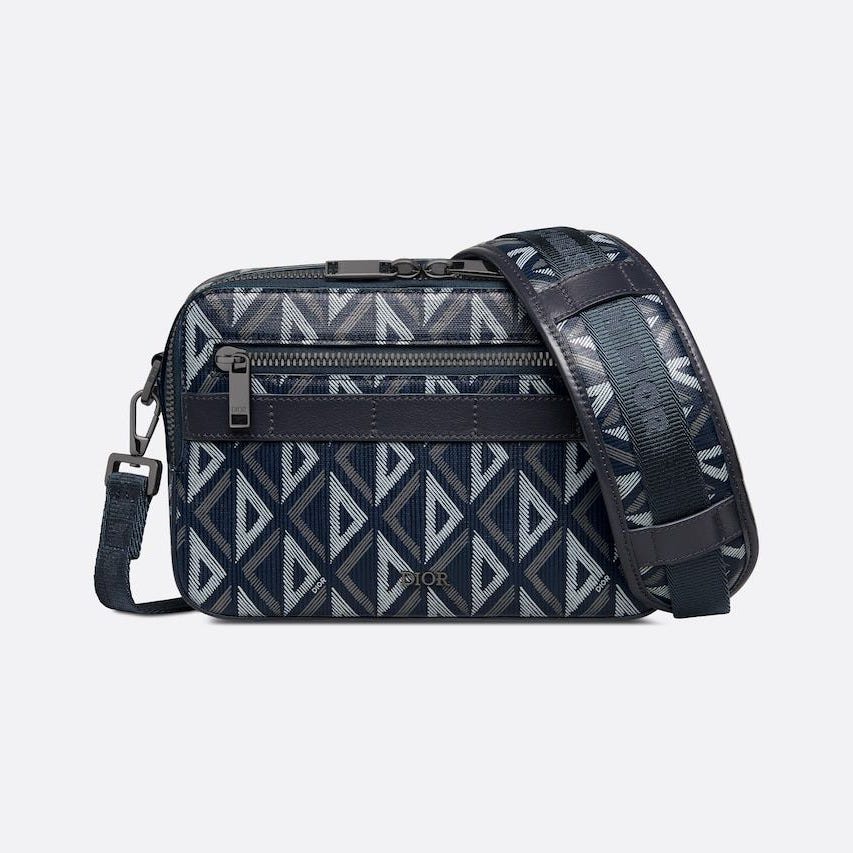 Safari Bag with Strap Navy Blue CD Diamond Canvas Safari Bag with Strap Navy Blue CD Diamond Canvas