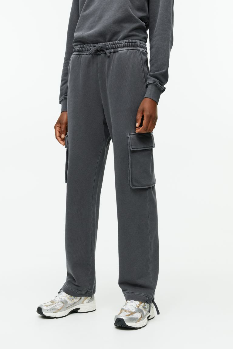 Womens Cargo Sweatpants Wide Leg Fleece Sweatpants Baggy Cargo Joggers with  Pockets High Waisted Sweat Cargo Pants Trousers