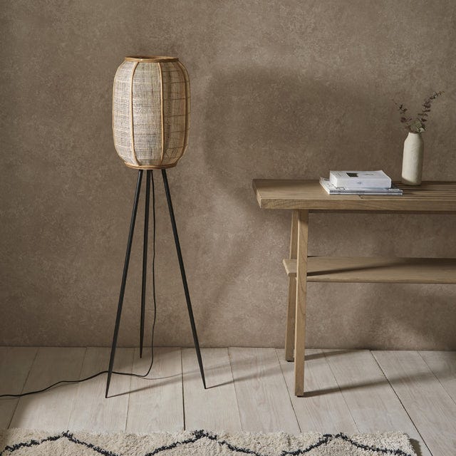 Celia Linen Floor Lamp in Soft Beige