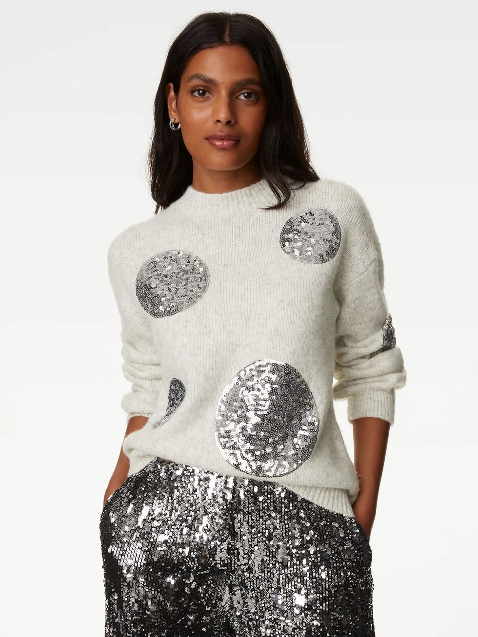 Recycled Blend Sequin Spot Print Jumpe