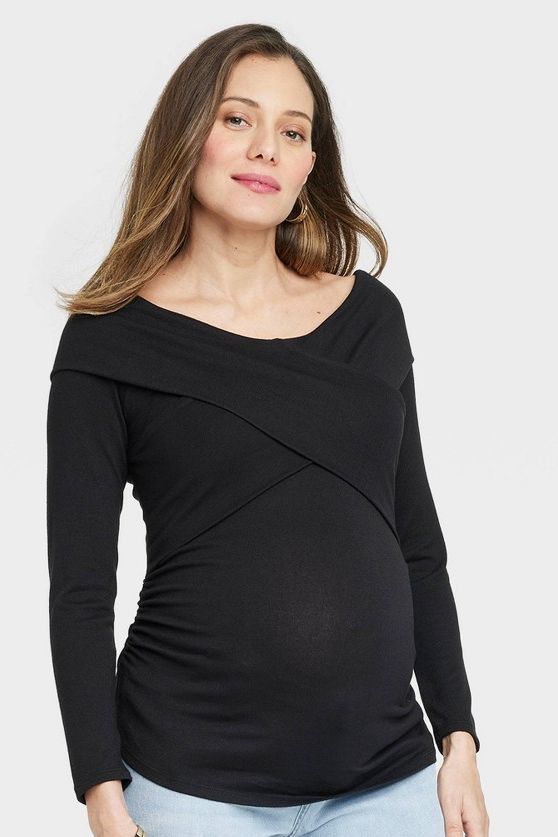 Long Sleeve Casual Woven Maternity Shirt - Isabel Maternity By