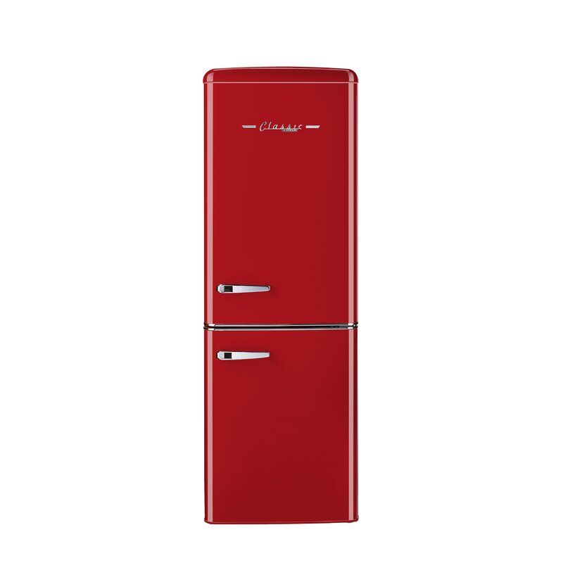 Red retro refrigerator full outlet size