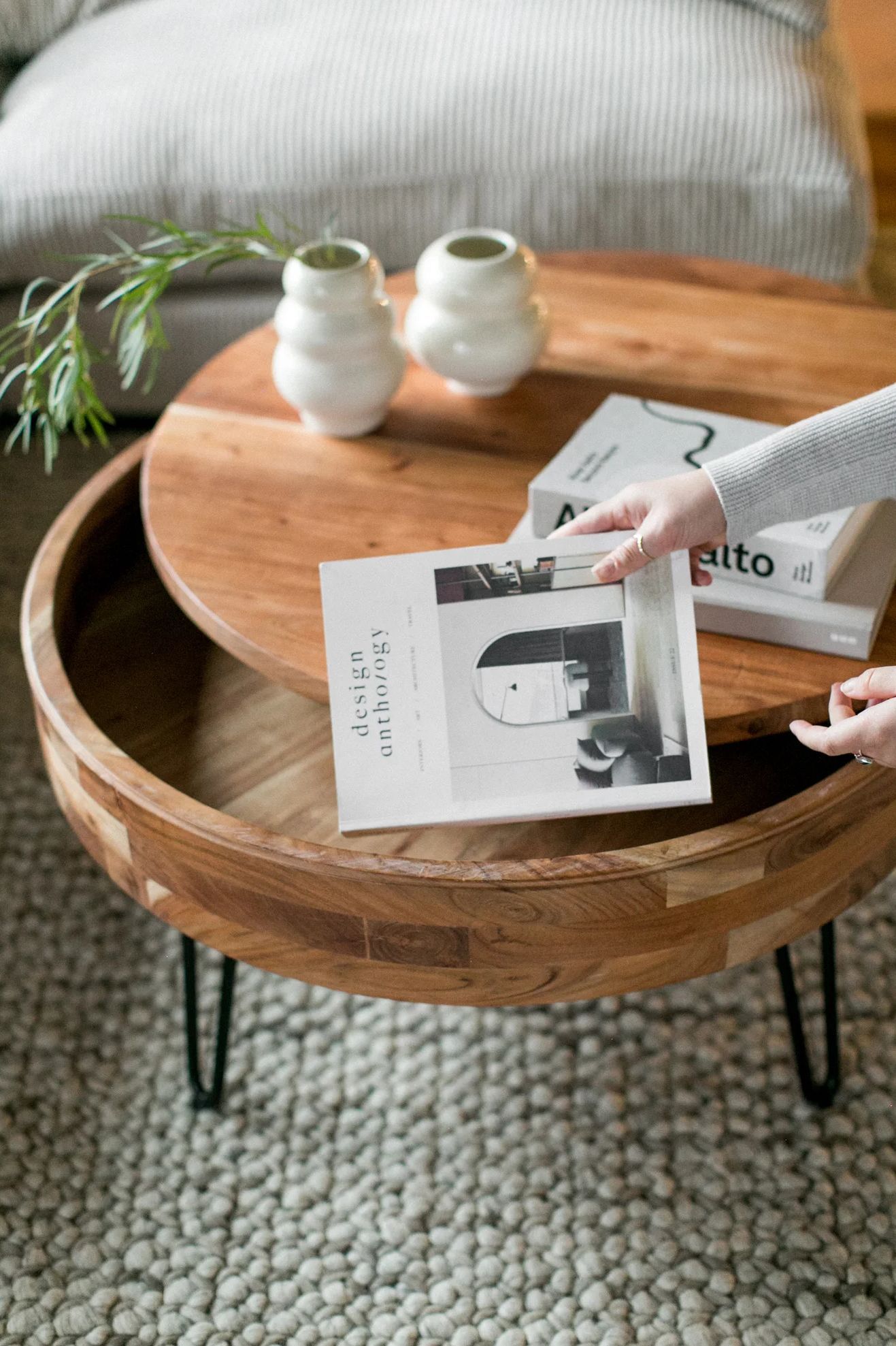 Solid coffee deals table with storage