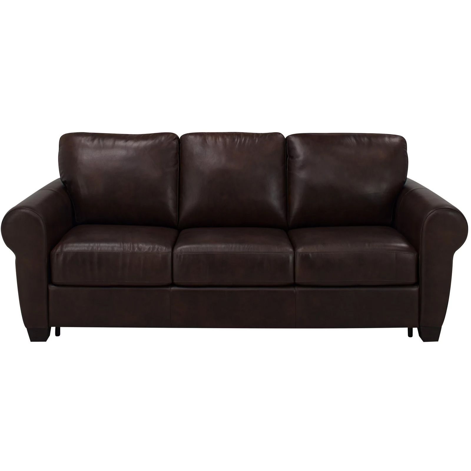 Brown leather deals queen sleeper sofa