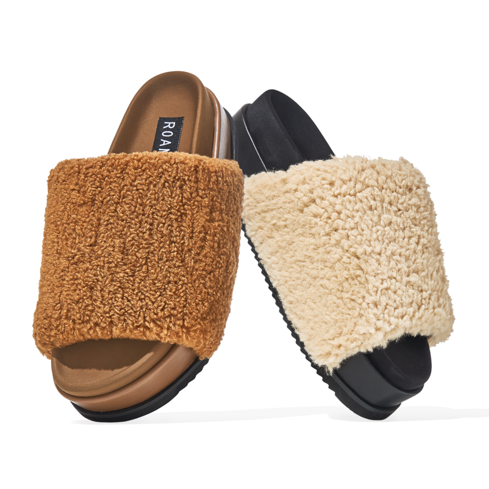 Fuzzy Platform Faux-Shearling Sandals 