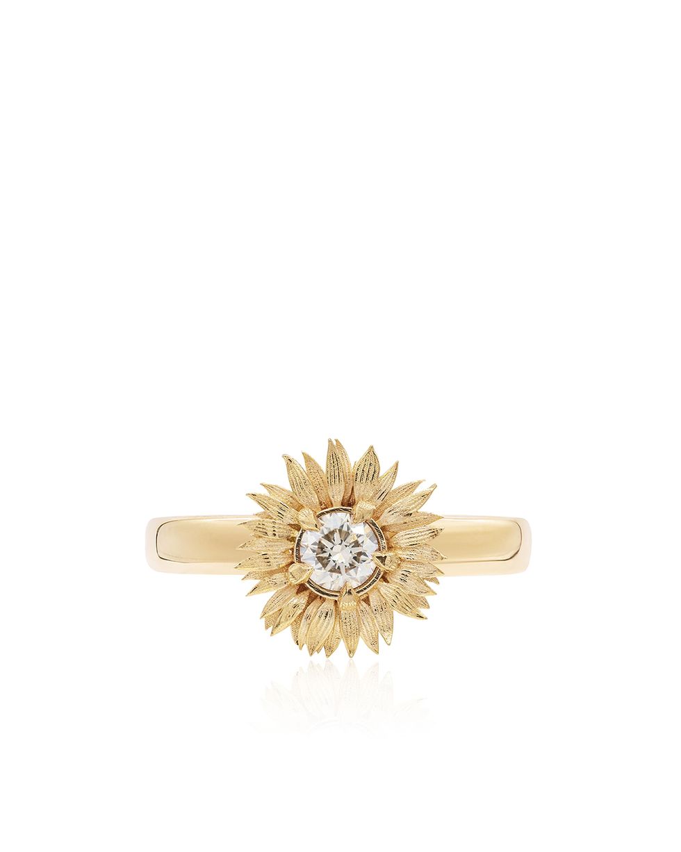 Maxi Flora 14k Yellow Gold Diamond Ring