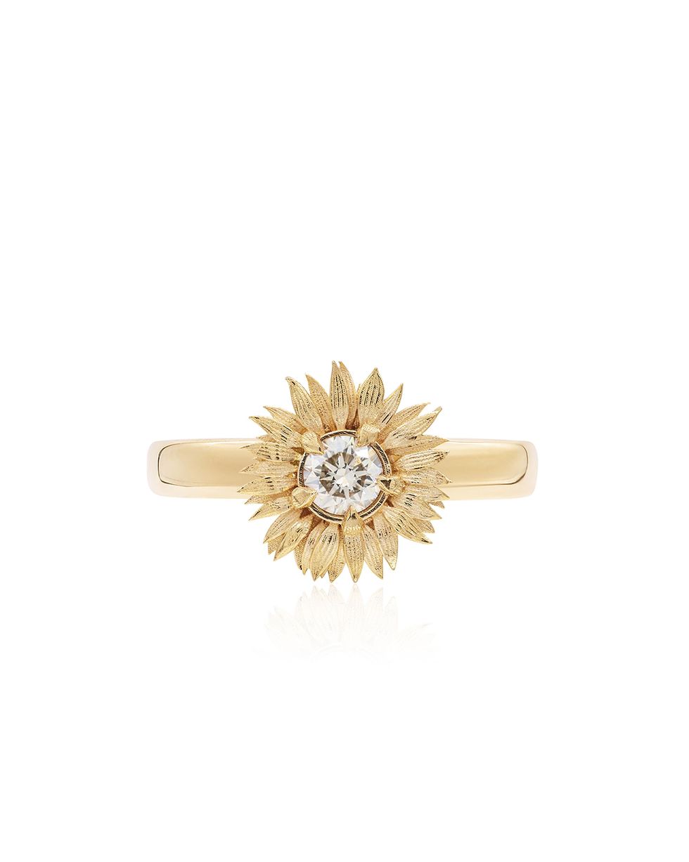 Maxi Flora 14k Yellow Gold Diamond Ring