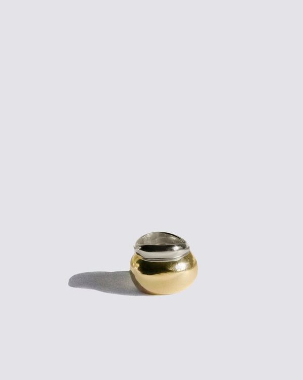 Sterling Silver and Brass Puff Ring Set