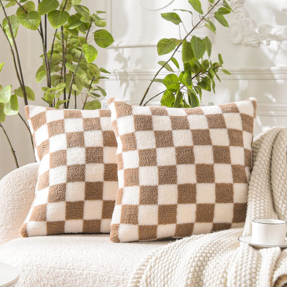 Sherpa Checkerboard Throw Pillow Covers