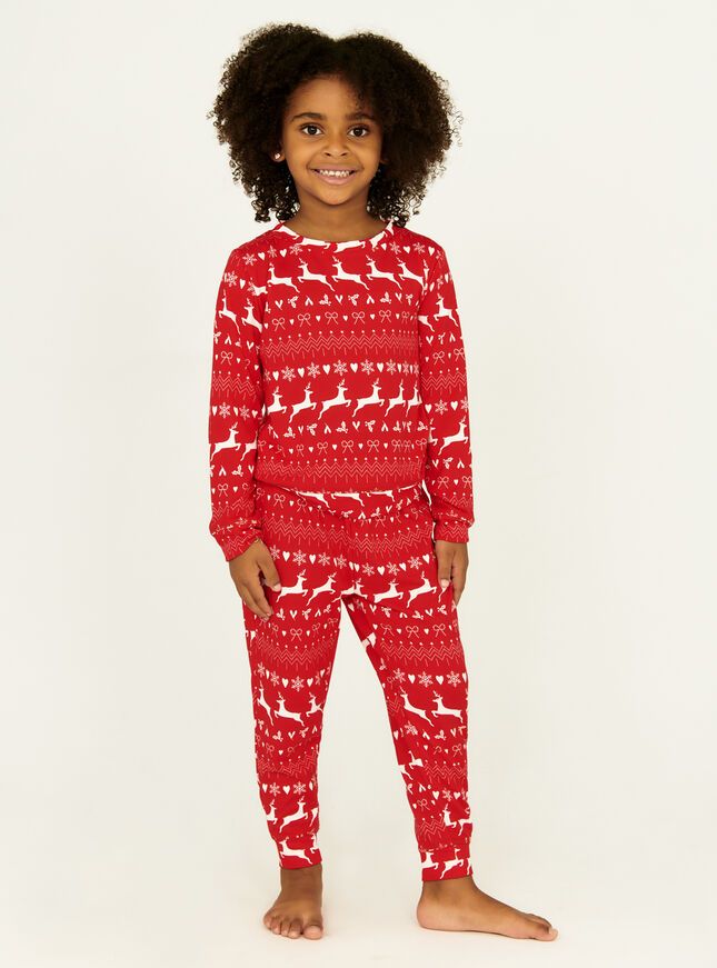 Kids fairisle twosie pyjama set - Red Mix