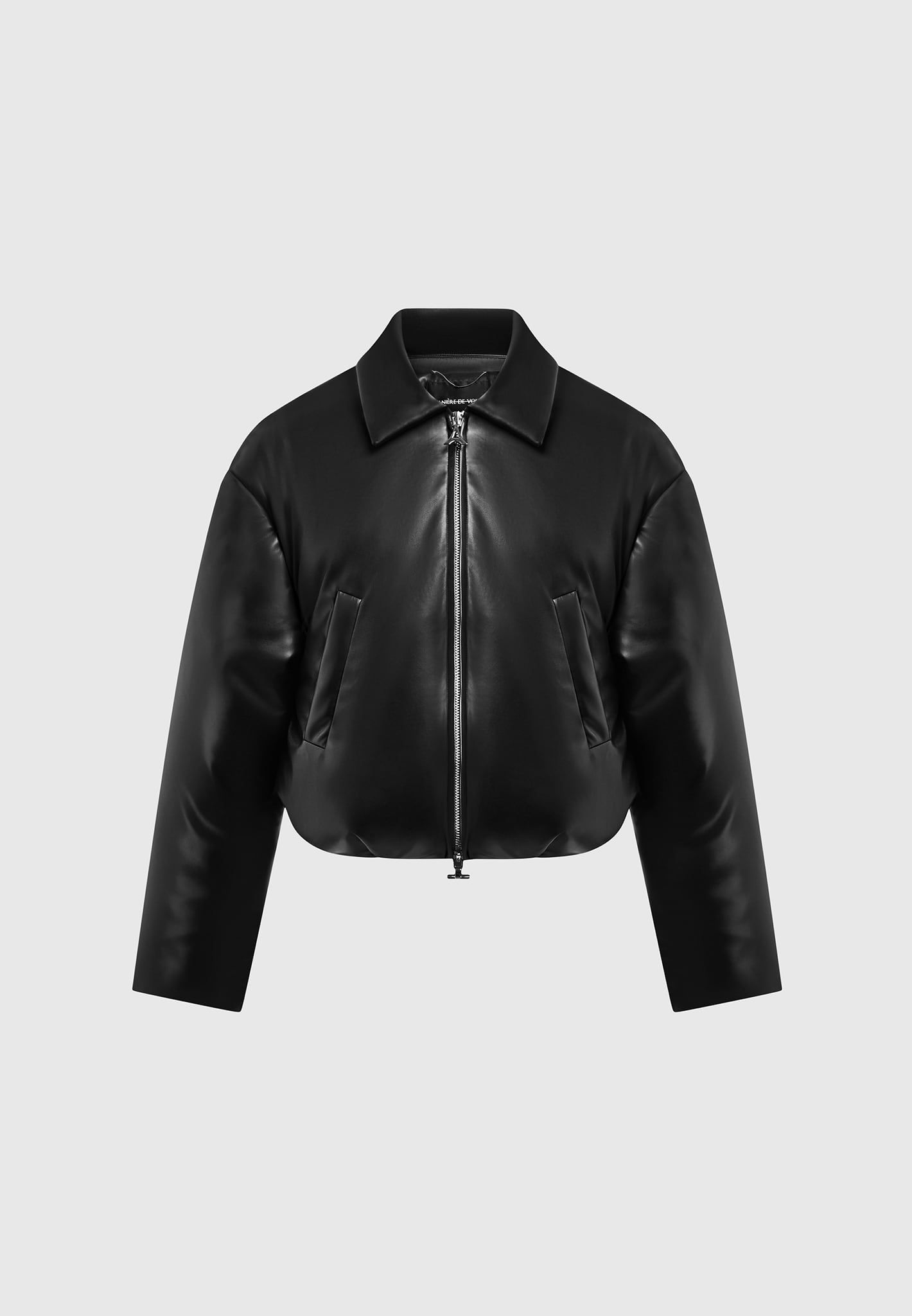 sacai leather-sleeve padded bomber jacket - Black