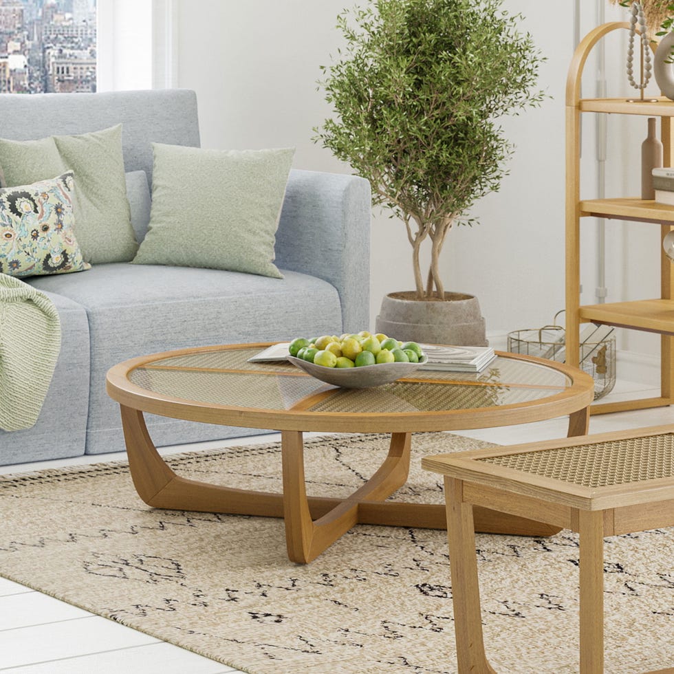 Rattan & Glass Coffee Table