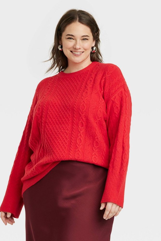 Target Wild Fable Sweater Red Long Sleeved XS Extra Small V Neck