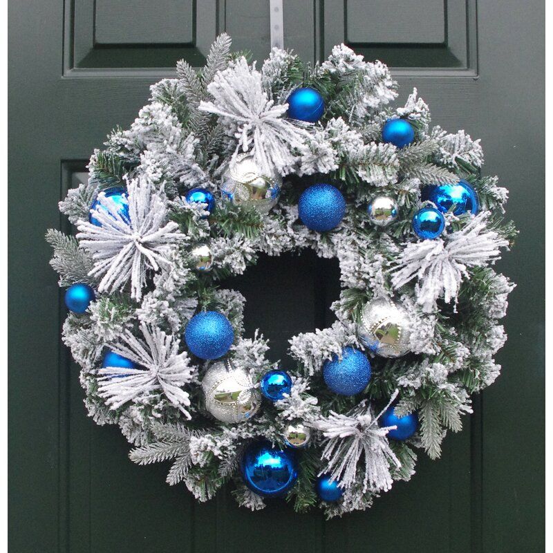Old World Christmas 2.00 Mini Snowman Ornament Wreath Blue Mittens
