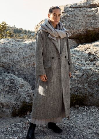 Women's herringbone best sale wool coat