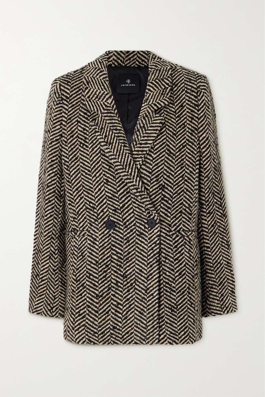 Diana double-breasted herringbone tweed blazer Diana double-breasted herringbone tweed blazer