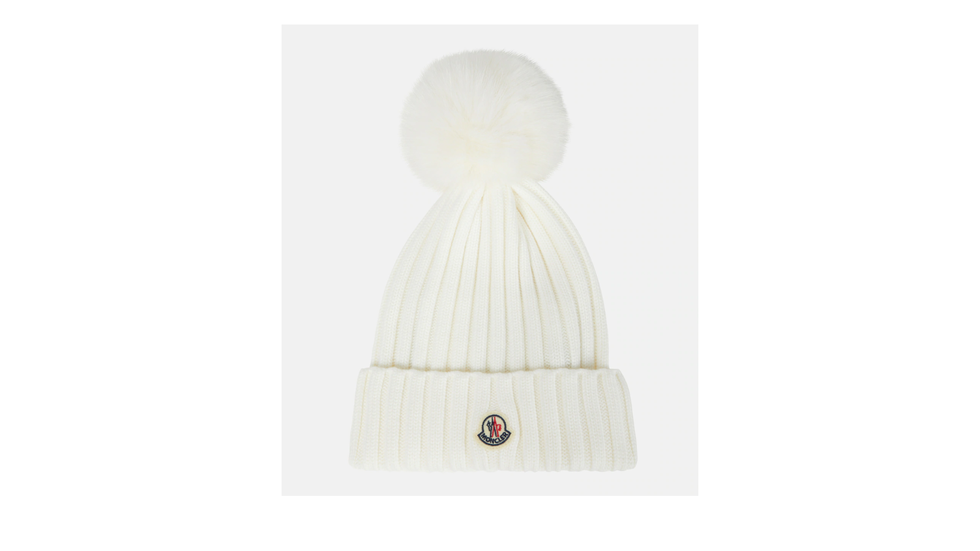 Cappello di lana a coste con pompon Moncler