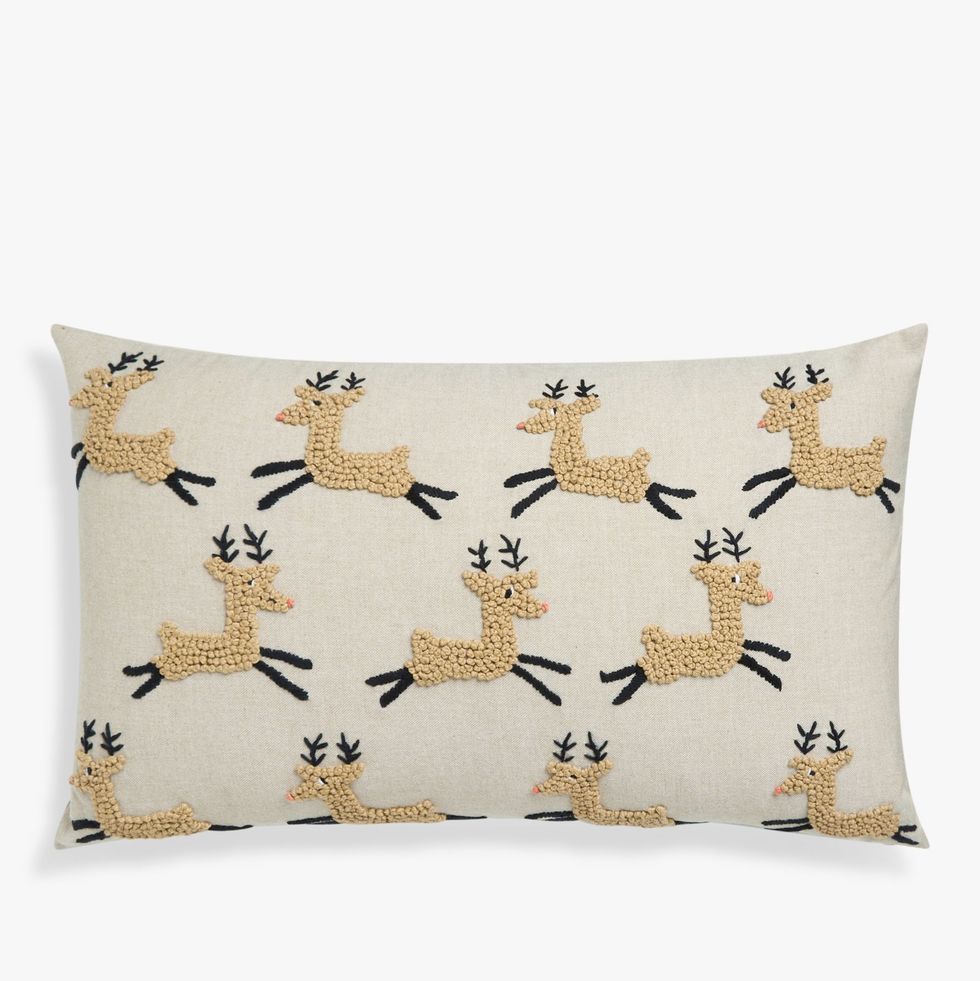 French Knot Reindeer Christmas Cushion