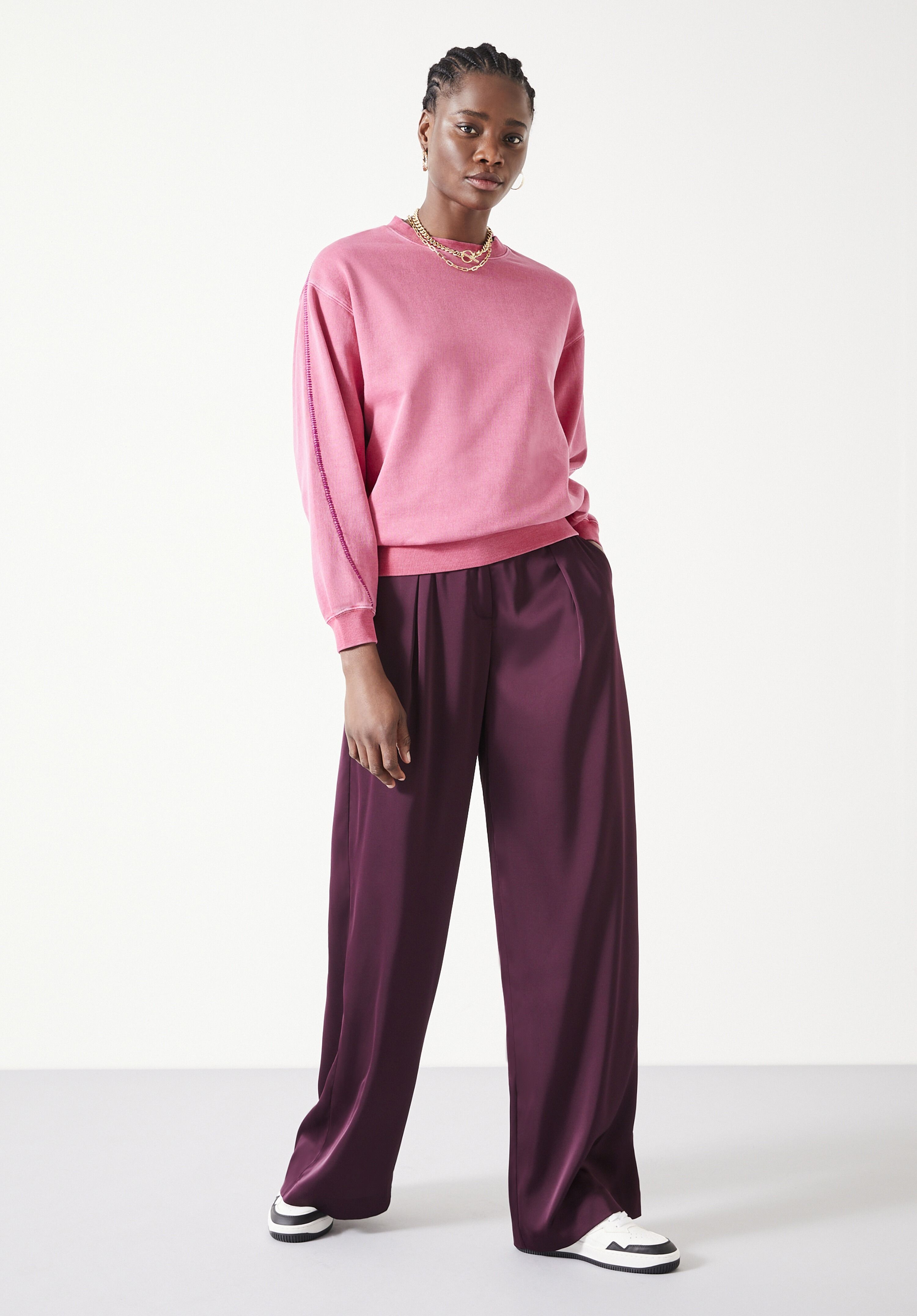 Hush contrast best sale stitch sweatshirt pink