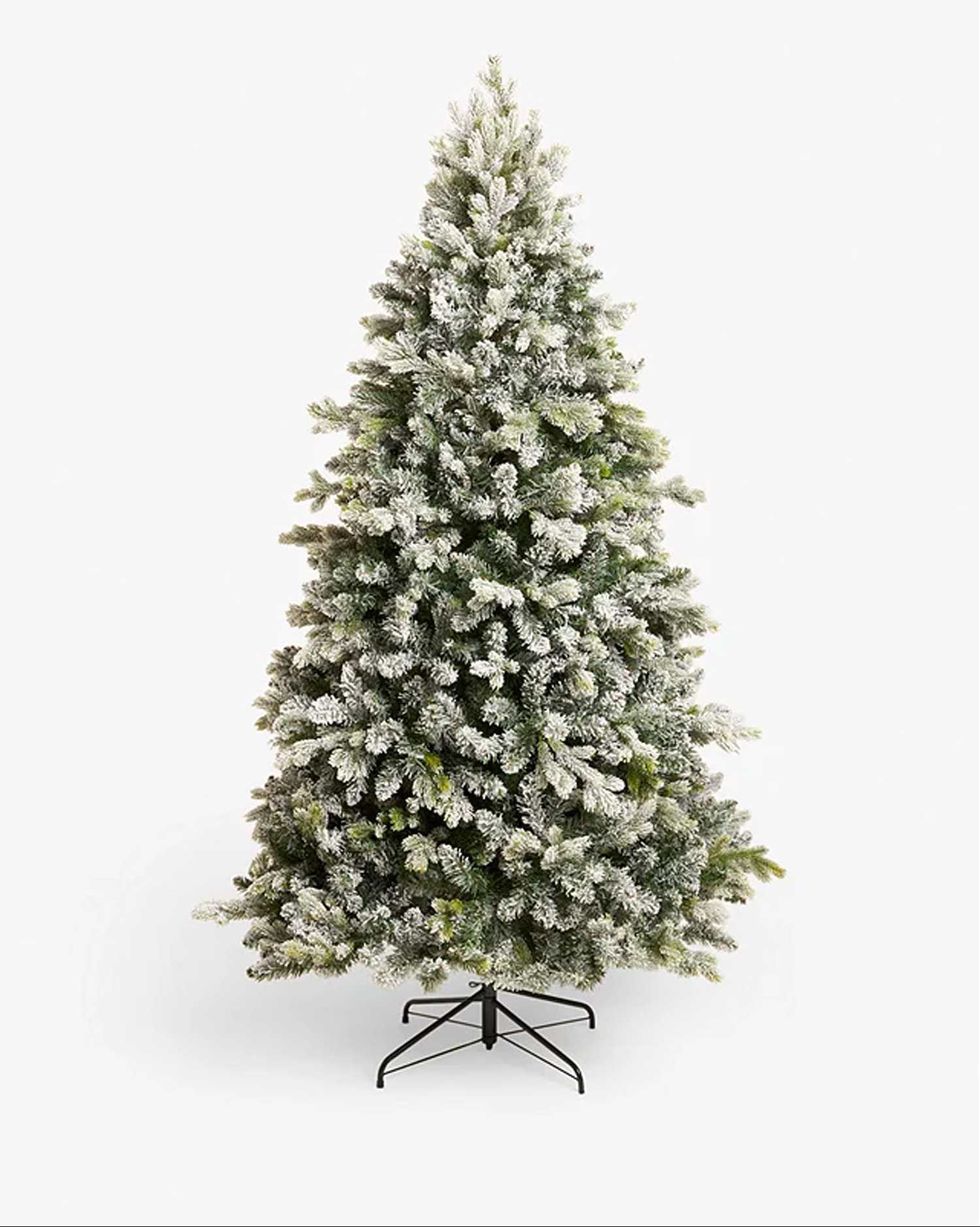Snowy Sherwood Spruce Unlit Christmas Tree, 7ft