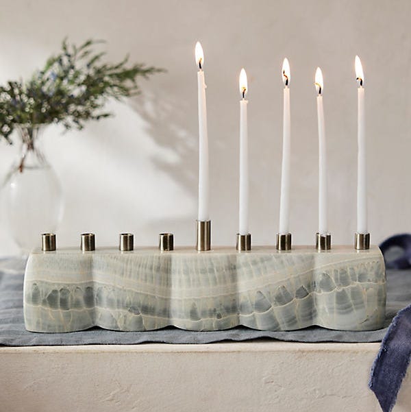 Blue Onyx Menorah Blue Onyx Menorah