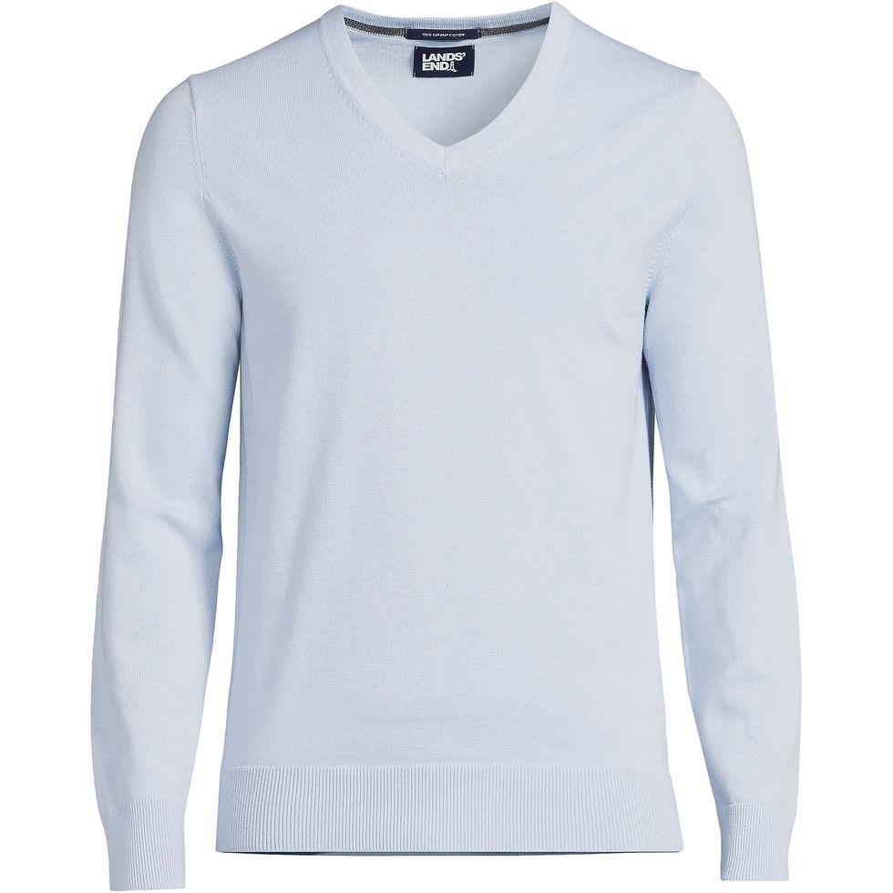 Men's Classic Fit Fine Gauge Supima Cotton V-neck Sweater