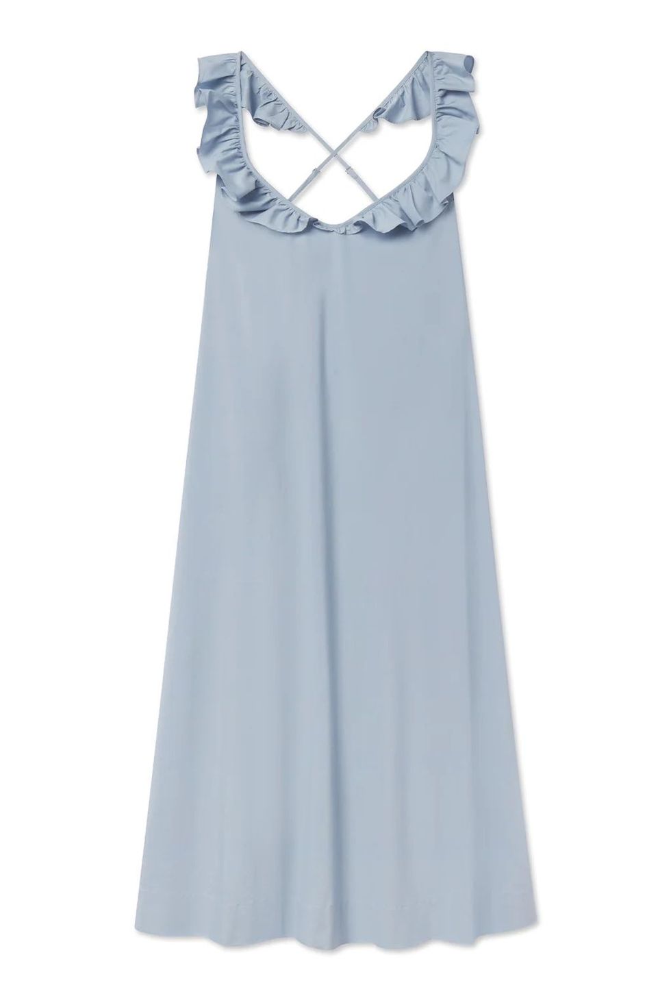 Poplin Amelia Nightgown in Dusty Blue
