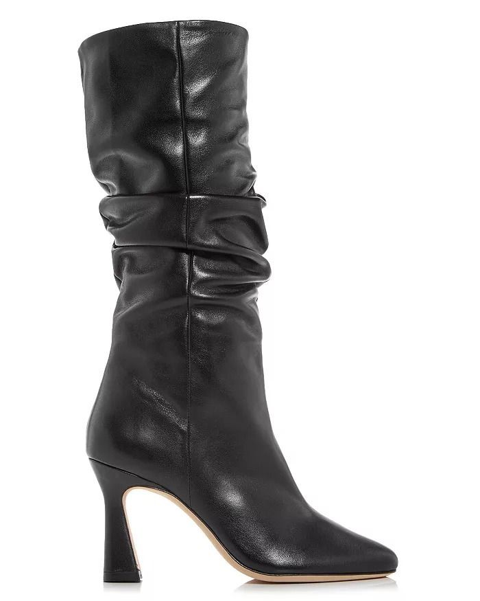 Amazon.com | Syktkmx Womens Mid Calf Dress Boots Slouchy Pointed Toe Fall  Winter Chunky Block High Heel Slip on Boots | Mid-Calf