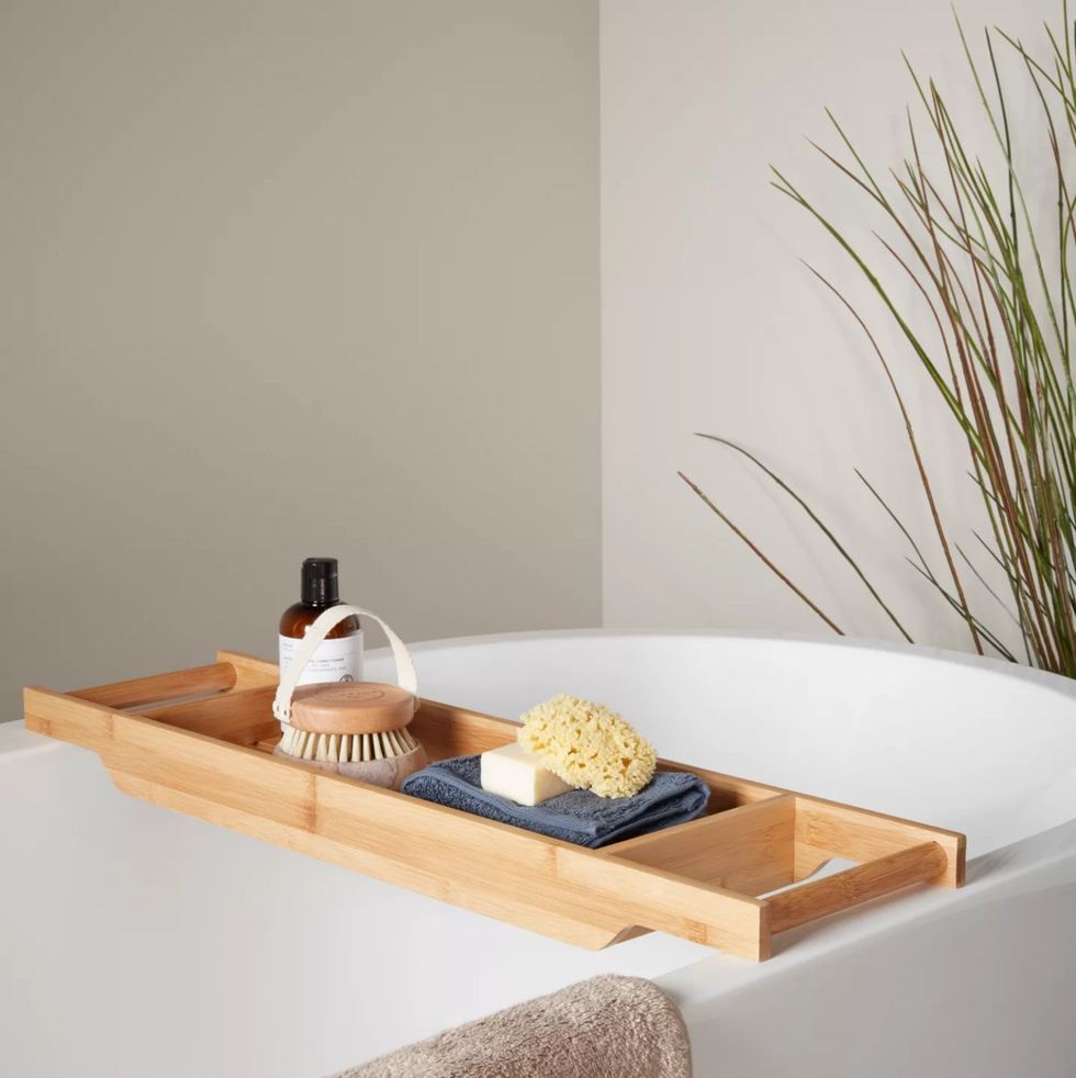 Extendable Bamboo Bath Tub Caddy Wooden Bathtub Bridge Shelf