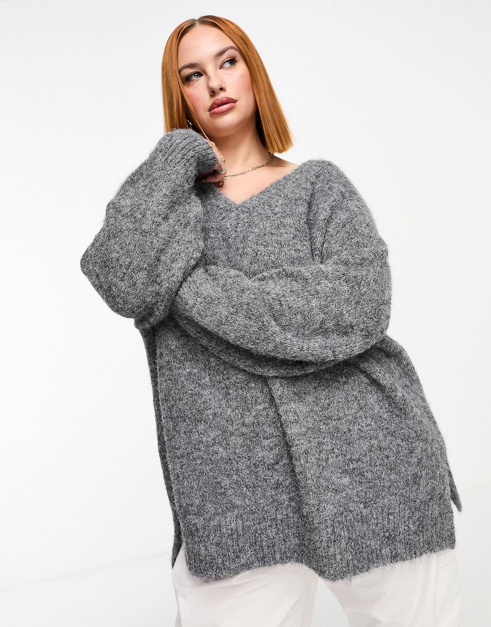 Womens grey oversized on sale jumper