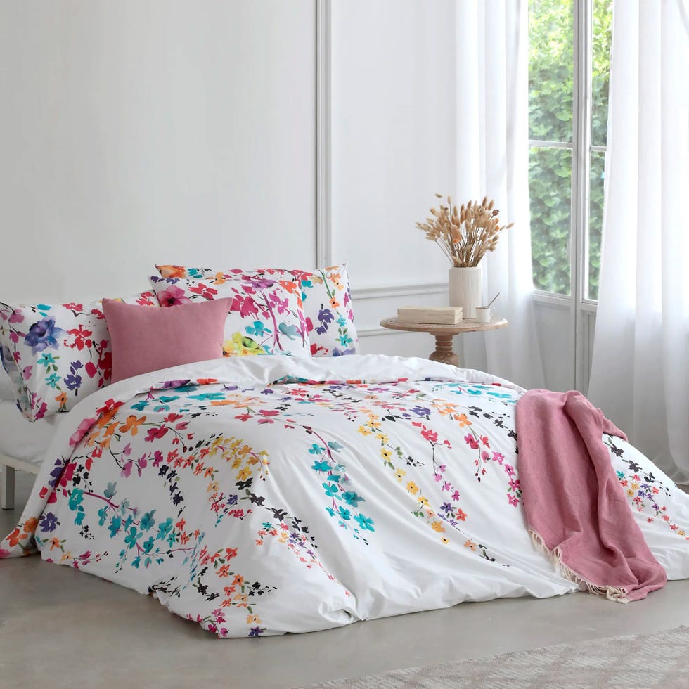 Funda nórdica 100% algodón 200 hilos con estampado floral 150x220 cm