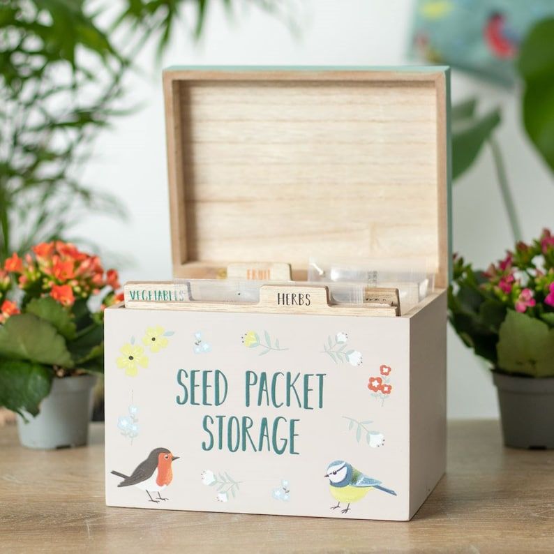 Seed Organiser, Seed Box & Organiser Gift Set, Seed Storage Box, Engraved  Seed Packet Storage, Gardeners Gift, Seed Calendar, Garden Planner 
