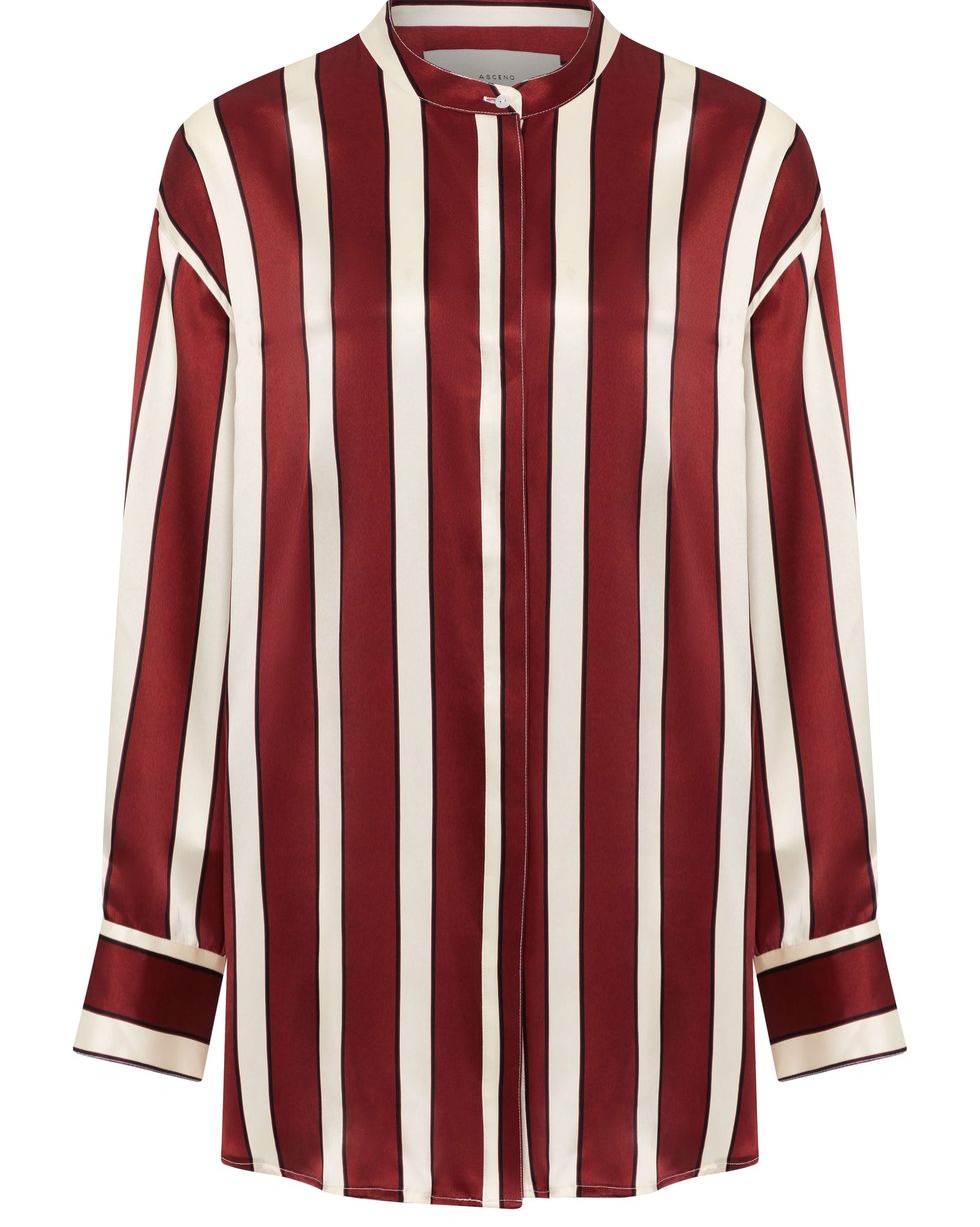 Mantera Ruby Bold Stripe Silk Charmeuse Shirt