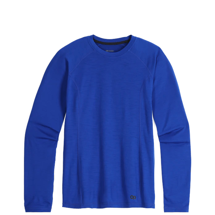 Men's Camo Brushed Fleece Long-Sleeve Crewneck Thermal Tops, Blue