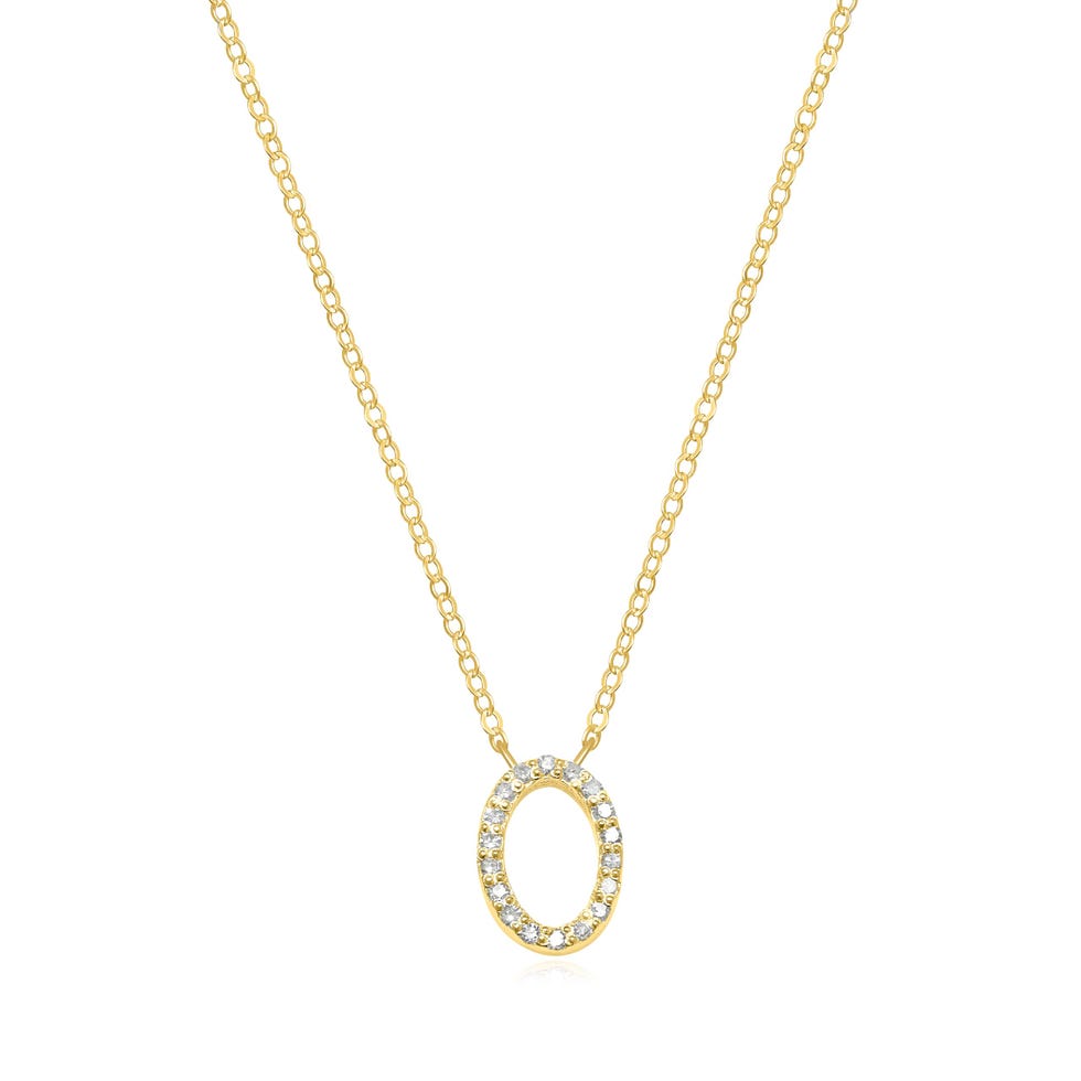 14k Gold Plated Diamond Initial Necklace