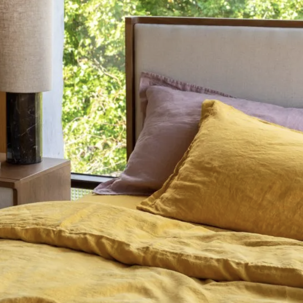 Heal's Washed Linen Mustard Duvet Cover