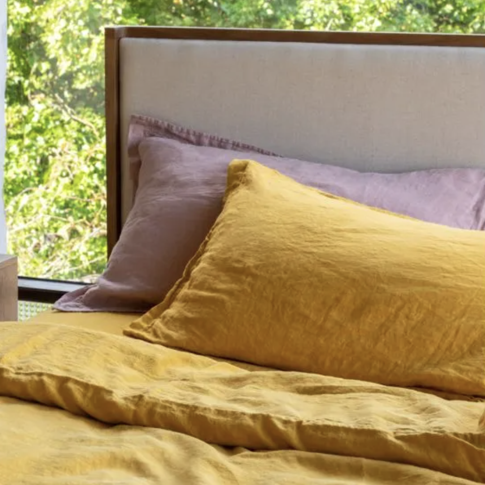 Heal's Washed Linen Mustard Duvet Cover