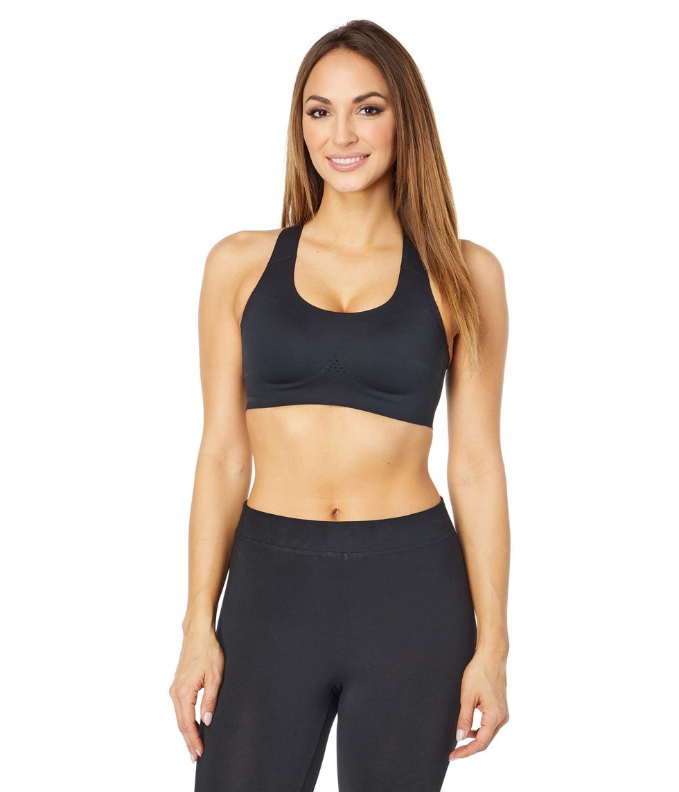 Solid Longline Sports Bra for Large Bust Cropped Pad Running