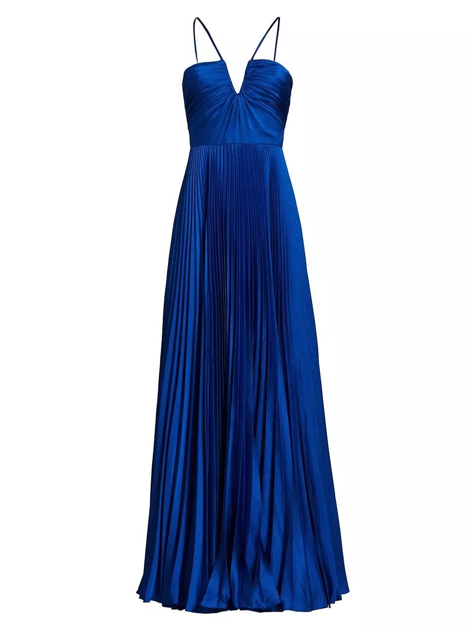 Indigo Satin Pleated Gown Indigo Satin Pleated Gown