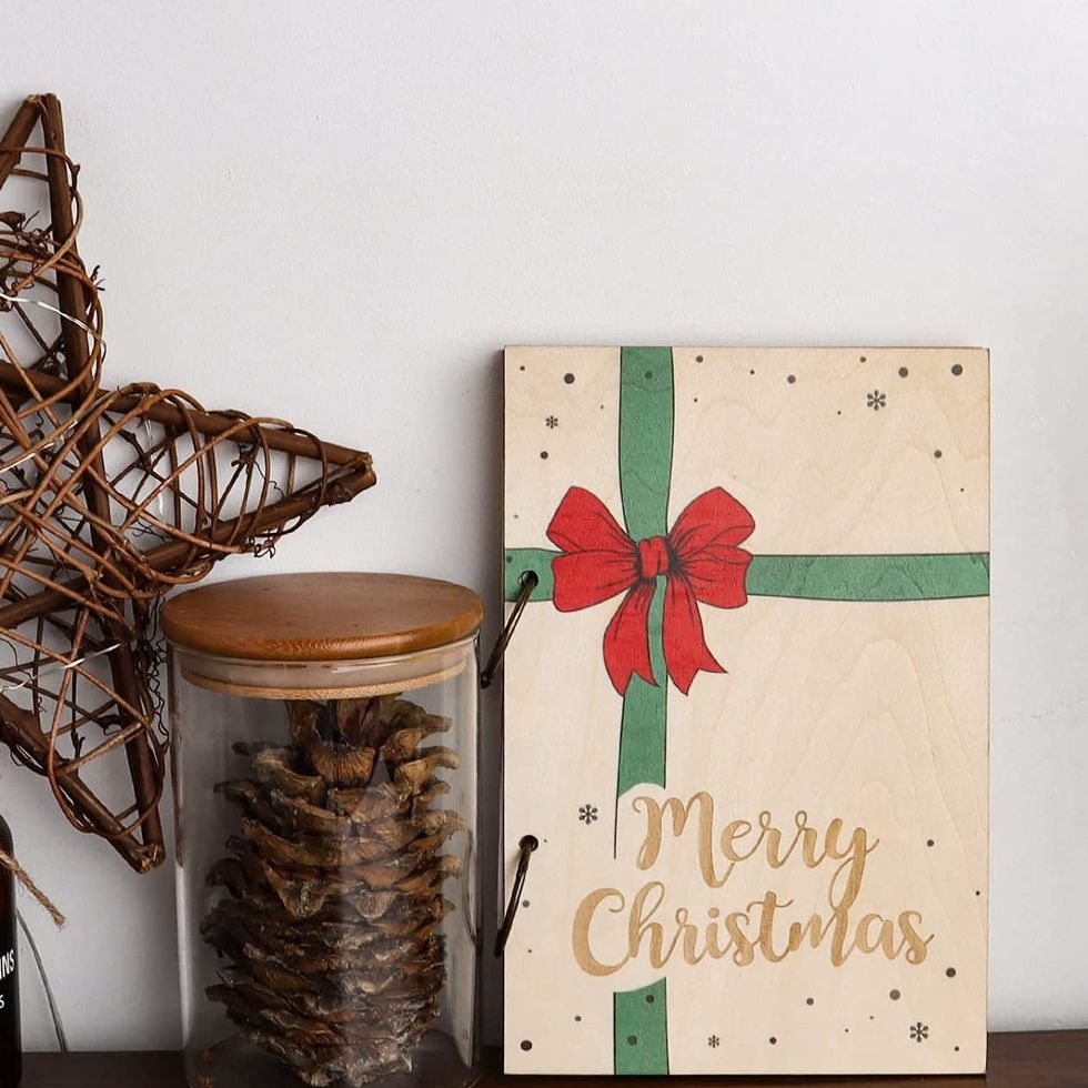 wooden christmas card binder