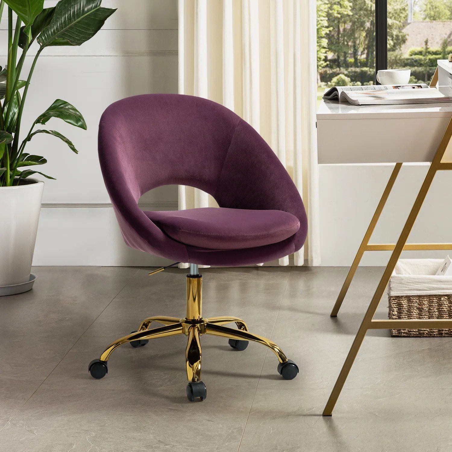 Lourdes velvet task discount chair