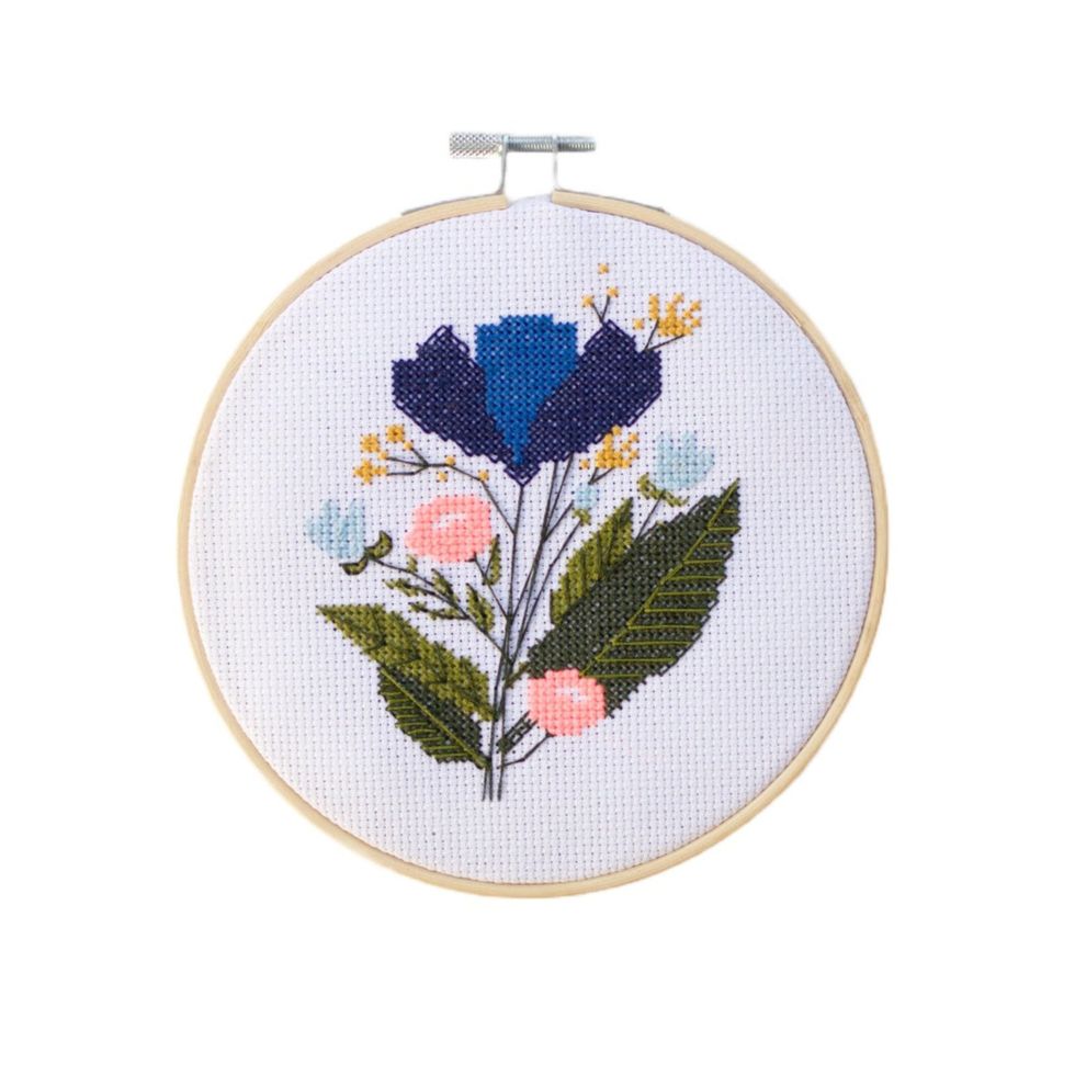 Beautiful Hand Crafted Cross Stitch Needle Point Rose Floral Framed Wall Art