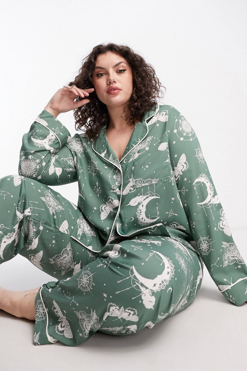 Curve Modal Astrology Shirt & Trouser Pyjama Set