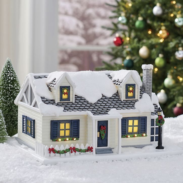 A painted Christmas village house - Green With Decor