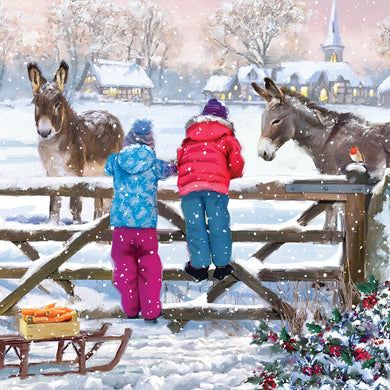 Winter Donkey Christmas Card (Pack of 10)