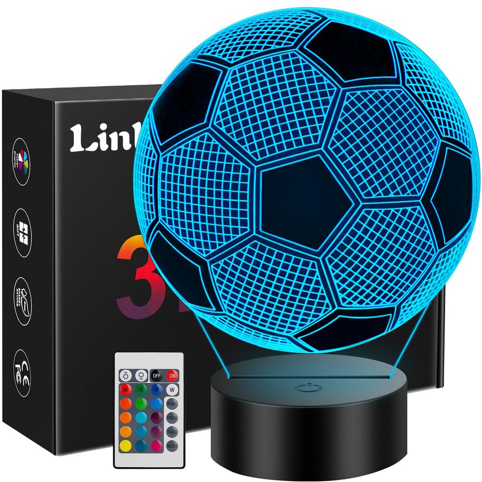 Lámpara Regalos Niño, real madrid Fútbol Lámpara 3D, 16 Colores de